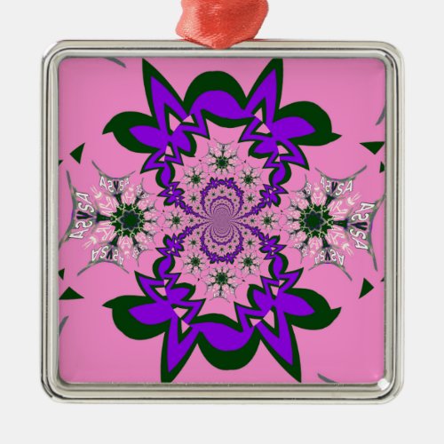 Beautiful baby pink floral purple shade motif mono metal ornament