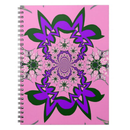 Beautiful baby pink floral purple shade motif mono notebook