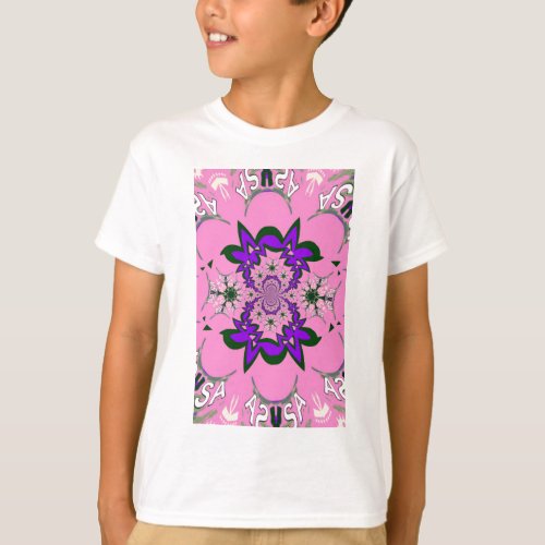 Beautiful baby pink floral purple shade motif mono T_Shirt
