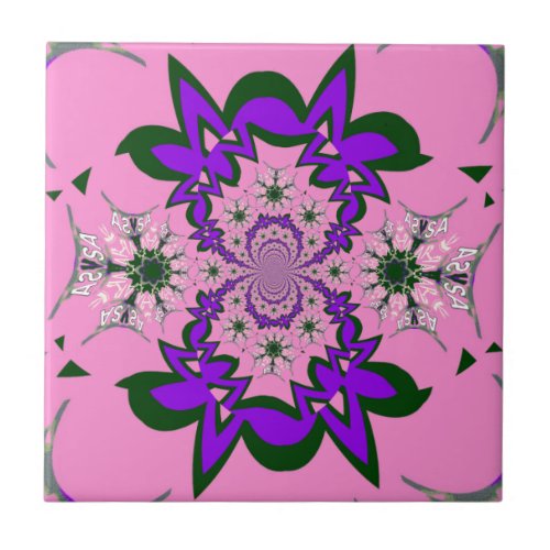 Beautiful baby pink floral purple shade motif mono tile