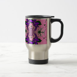 Beautiful baby pink floral purple shade motif mono travel mug
