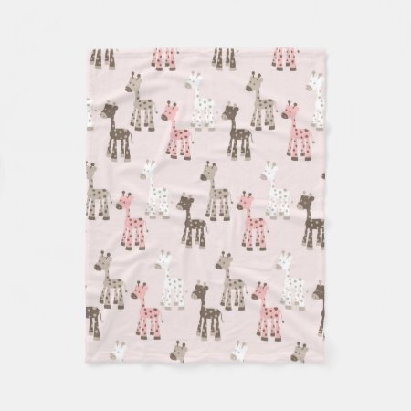 Beautiful Baby Pink Giraffe Fleece Blanket