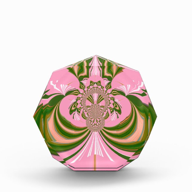 Beautiful baby pink green and white  Kaleidoscope  Acrylic Award (Front)