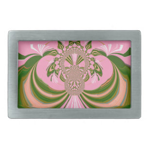 Beautiful baby pink green and white Kaleidoscope Belt Buckle