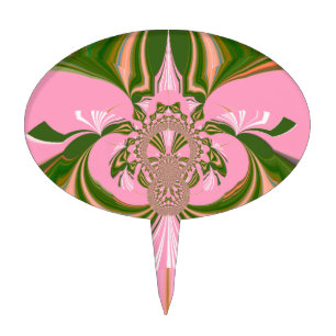 Beautiful baby pink green and white  Kaleidoscope  Cake Topper