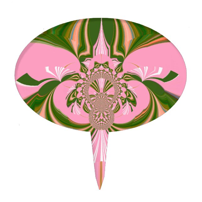 Beautiful baby pink green and white  Kaleidoscope  Cake Topper (Front)