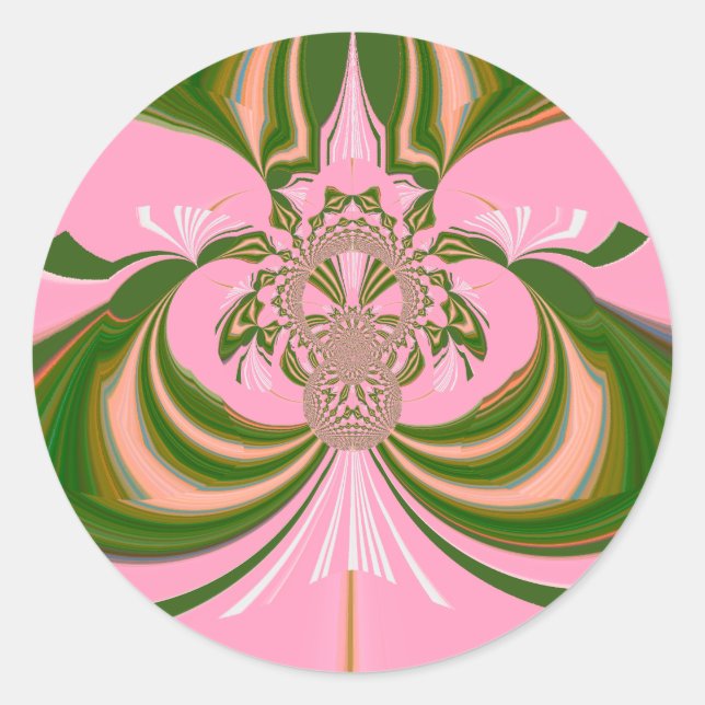 Beautiful baby pink green and white  Kaleidoscope  Classic Round Sticker (Front)