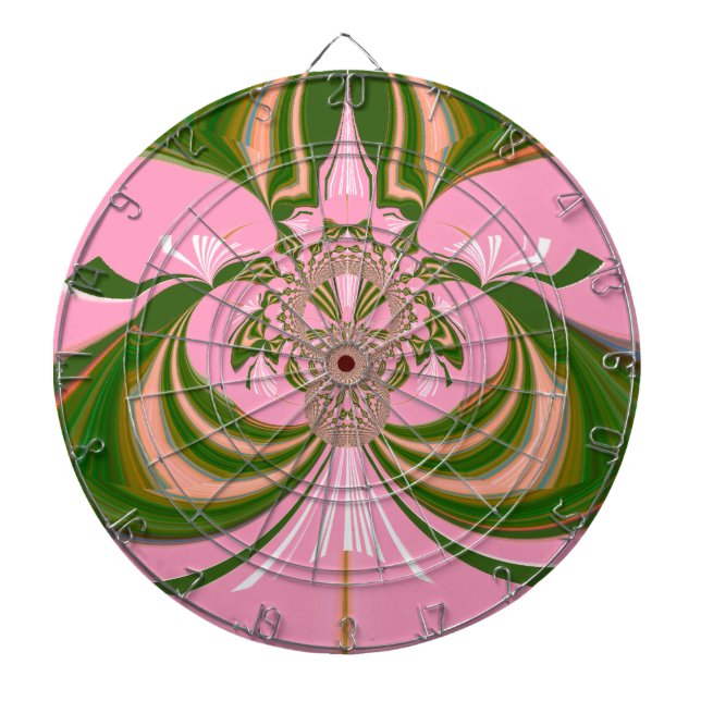 Beautiful baby pink green and white  Kaleidoscope  Dart Board (Front)
