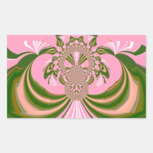 Beautiful baby pink green and white  Kaleidoscope  Rectangular Sticker