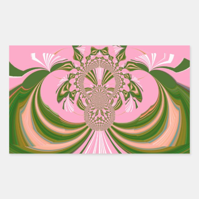 Beautiful baby pink green and white  Kaleidoscope  Rectangular Sticker (Front)