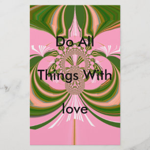 Beautiful baby pink green and white  Kaleidoscope  Stationery