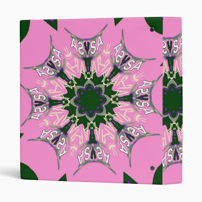 Beautiful baby pink  purple shade motif monogram 3 ring binder (Back/Spine)
