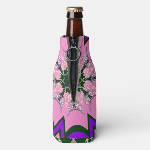 Beautiful baby pink  purple shade motif monogram bottle cooler
