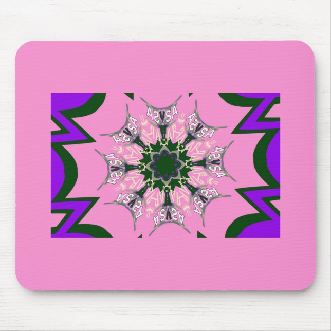 Beautiful baby pink purple shade motif monogram de mouse pad (Front)