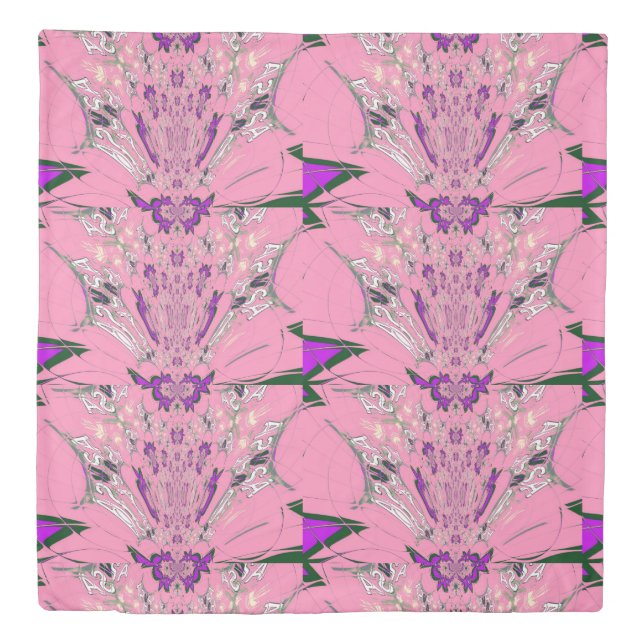 Beautiful baby pink  purple shade motif monogram duvet cover (Front)