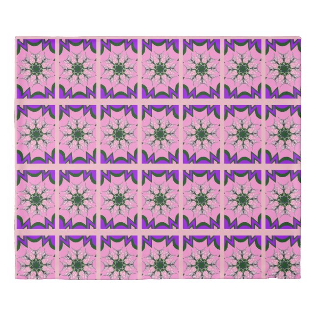 Beautiful baby pink  purple shade motif monogram duvet cover (Front)