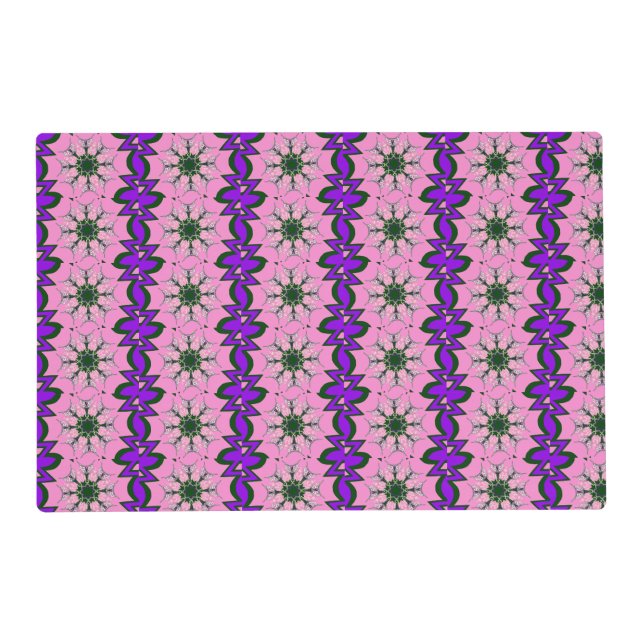Beautiful baby pink  purple shade motif monogram placemat (Front)