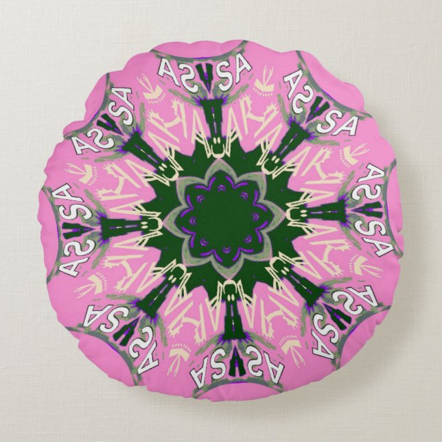 Beautiful baby pink  purple shade motif monogram round pillow (Front)