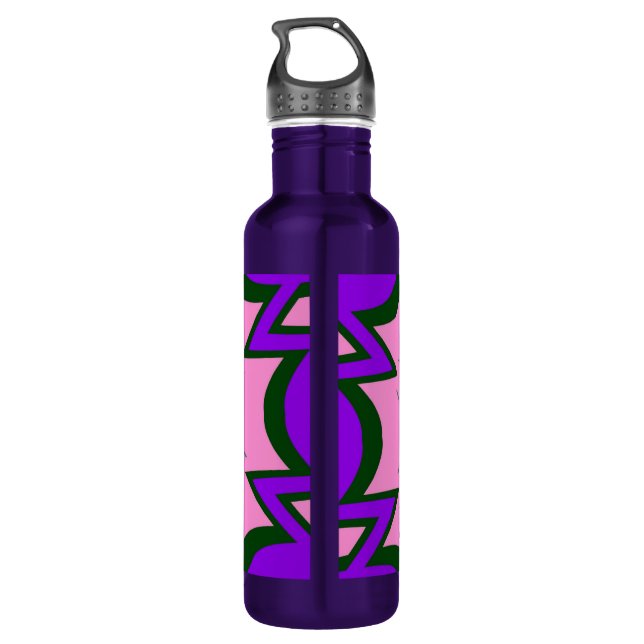Beautiful baby pink  purple shade motif monogram stainless steel water bottle (Back)