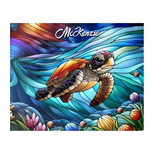 Beautiful Baby Sea Turtle In Colorful Sea Acrylic Print