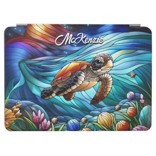 Beautiful Baby Sea Turtle In Colorful Sea iPad Air Cover