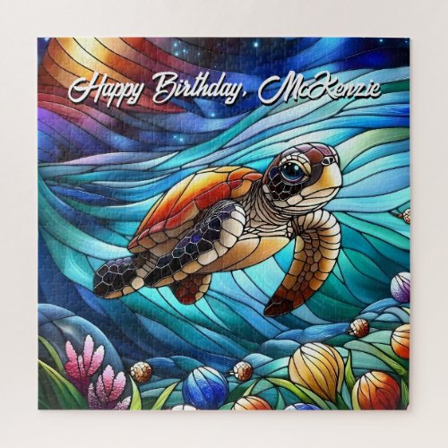 Beautiful Baby Sea Turtle In Colorful Sea Jigsaw Puzzle