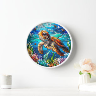 Beautiful Baby Sea Turtle Swimming Clock