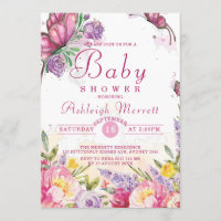 Beautiful Baby Shower Butterfly watercolor Invitation