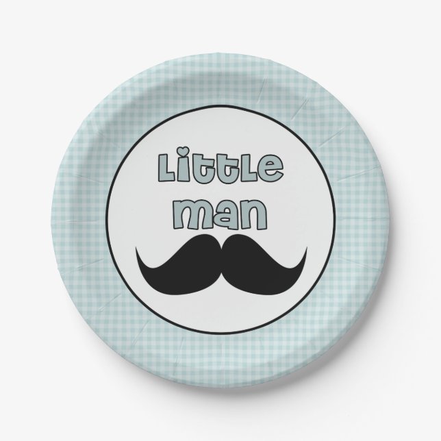 Beautiful Baby Shower Little Man Mustache Paper Plates (Front)