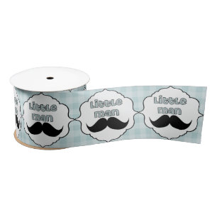 Beautiful Baby Shower Little Man Mustache Satin Ribbon