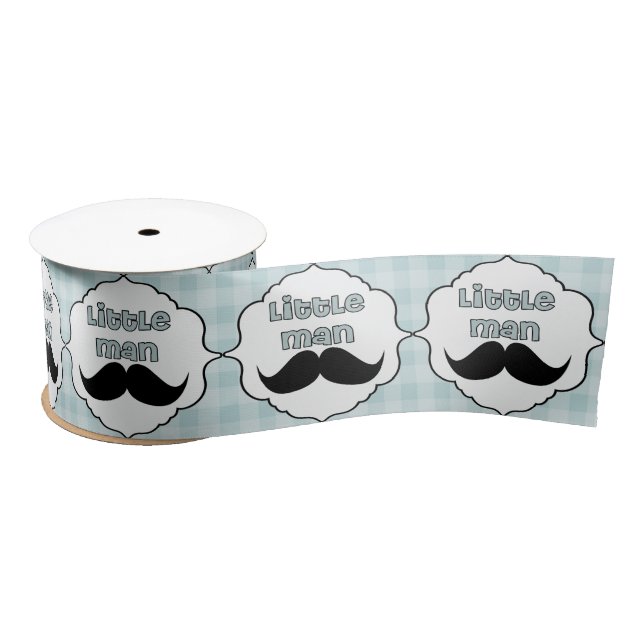 Beautiful Baby Shower Little Man Mustache Satin Ribbon (Spool)
