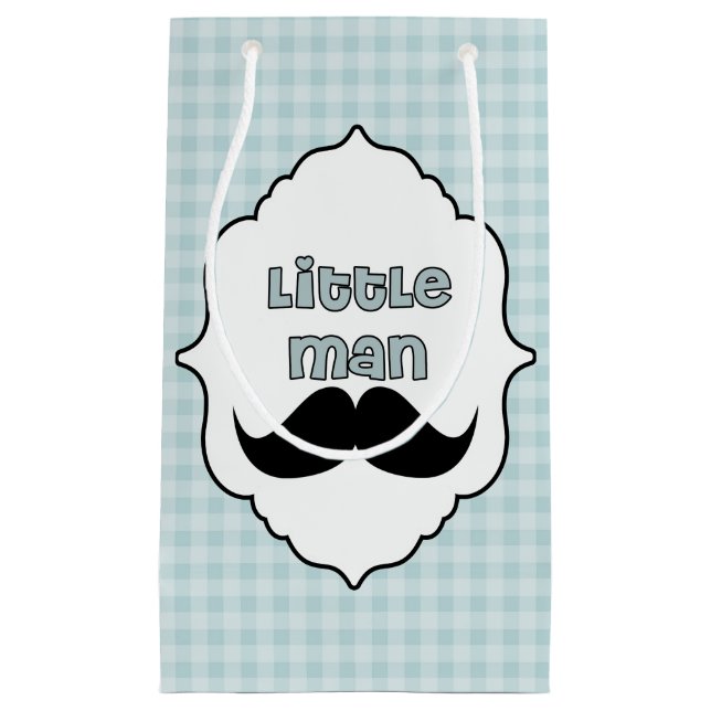 Beautiful Baby Shower Little Man Mustache Small Gift Bag (Front)