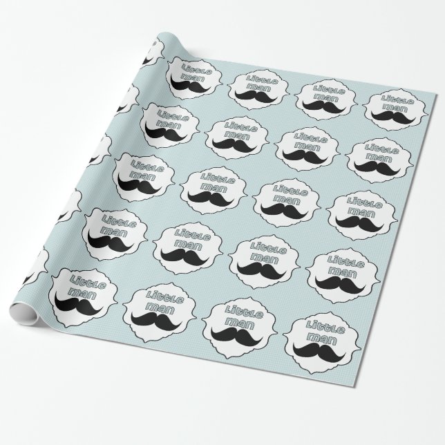 Beautiful Baby Shower Little Man Mustache Wrapping Paper (Unrolled)