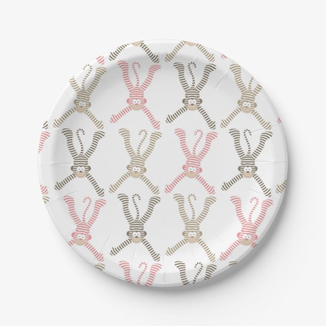 Beautiful Baby Sock Monkey Paper Plates (Front)