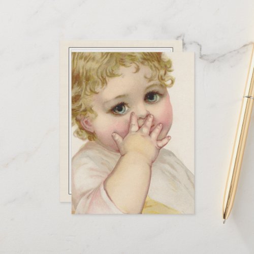 Beautiful Babys Kiss Vintage Illustration Postcard