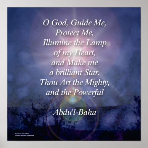 Beautiful Bahai Guidance Prayer Poster