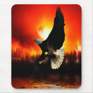 BEAUTIFUL BALD EAGLE & FOREST FIRE Mousepad