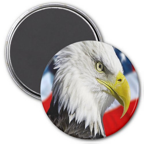 Beautiful Bald Eagle head  and a American flag 1 Magnet