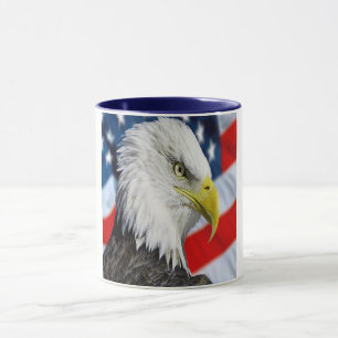 Beautiful Bald Eagle head  and a American flag 1 Mug