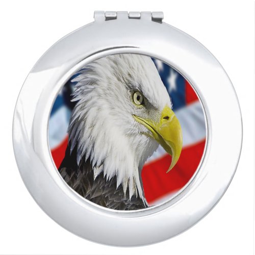 Beautiful Bald Eagle head  and a American flag 1 Vanity Mirror