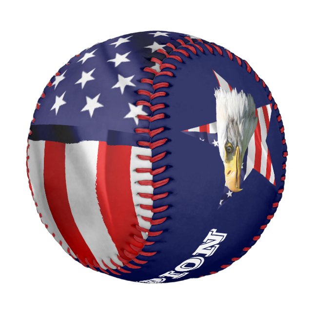 Beautiful Bald Eagle, The American Flag, Star Baseball (Angled)