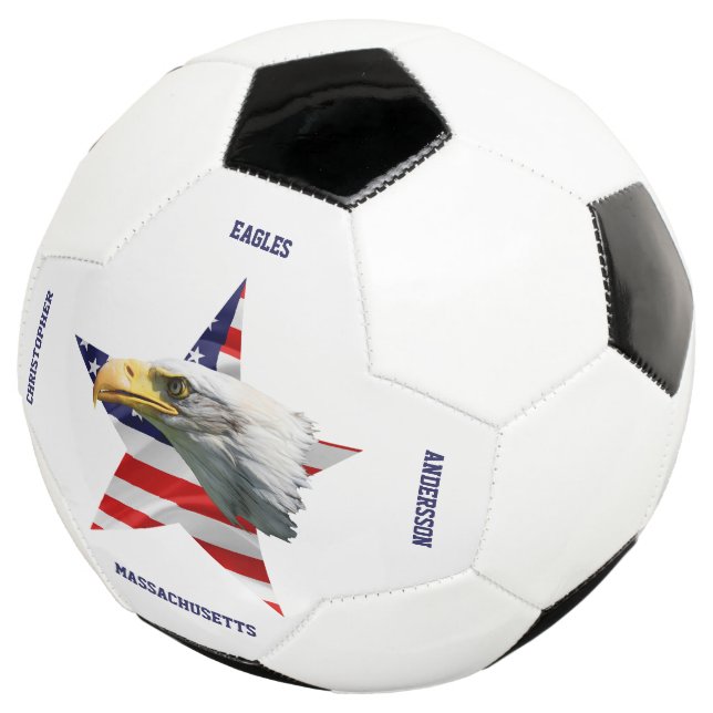 Beautiful Bald Eagle, The American Flag, Star Soccer Ball (Three Quarter)