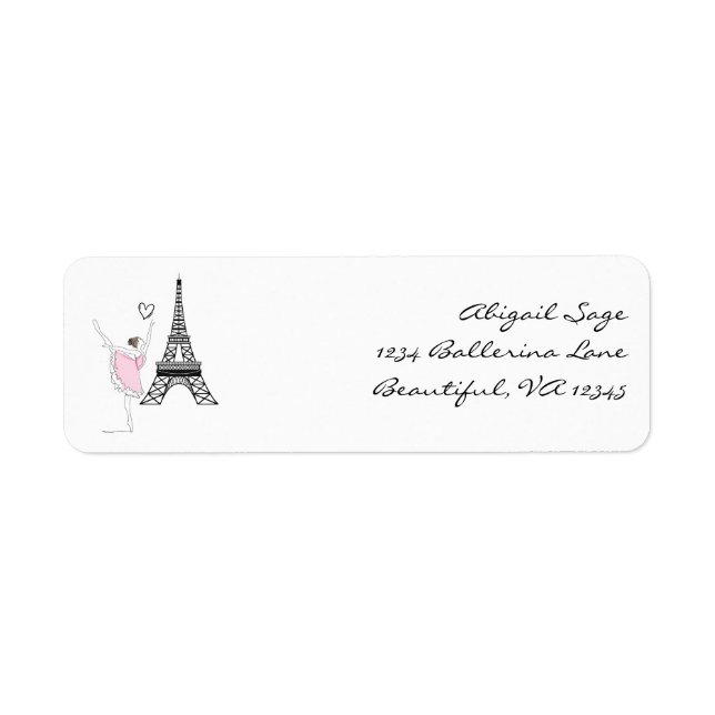 Beautiful Ballerina and Eiffel Tower Dance Label (Front)