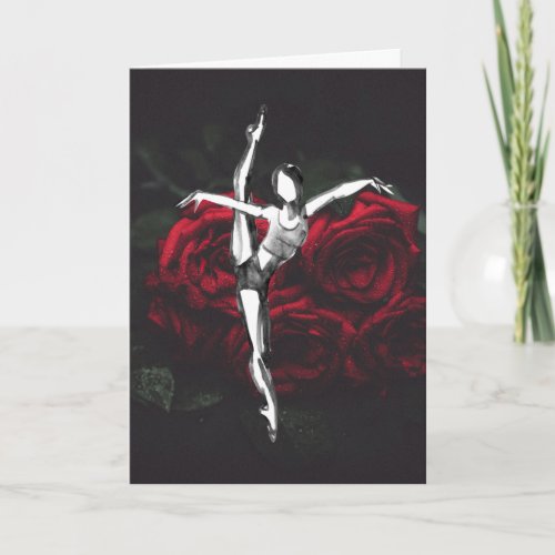 Beautiful Ballerina and Roses Ballet Birthday Card