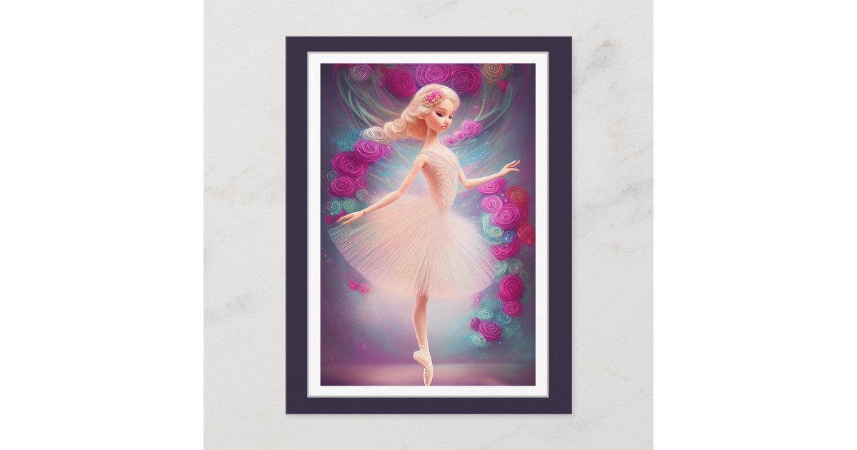Beautiful Ballerina and Roses Floral Ballet Dance Postcard | Zazzle