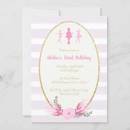 Beautiful Ballerina Birthday Party Invitation