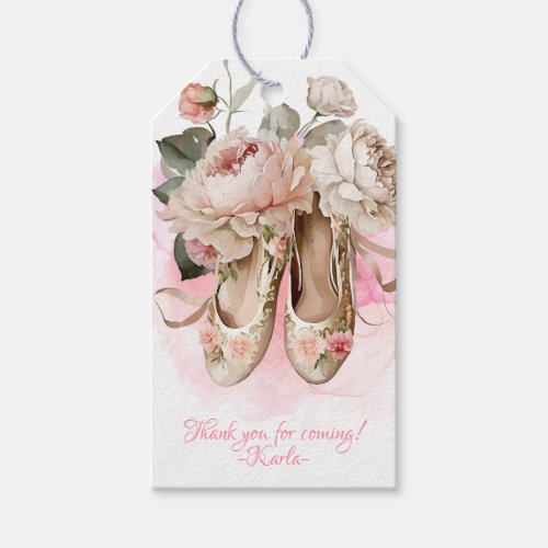 Beautiful Ballerina Dancer Pink Watercolor  Gift Tags