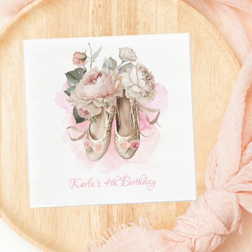 Beautiful Ballerina Dancer Pink Watercolor  Napkins