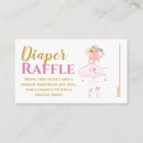 Beautiful Ballerina Diaper Raffle Ticket  Enclosure Card