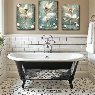 Beautiful Ballerina Fairy Lily Pond White Flowers Poster